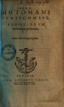 Consiliorum volumen ..., 1