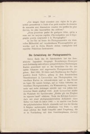 Die Entwicklung der Photogrammetrie.