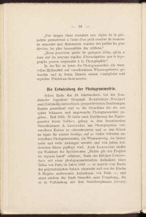 Die Entwicklung der Photogrammetrie.