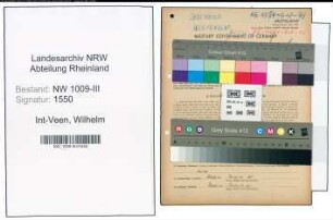 Entnazifizierung Wilhelm Int-Veen , geb. 06.02.1874 (Schuhmacher)