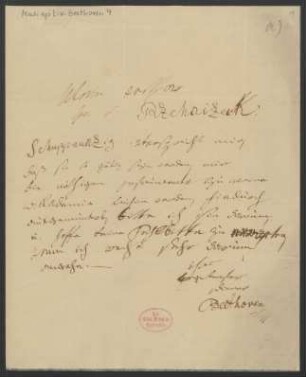"Mein werther Hr. v. Rzehaizeck! Schuppanzigh verspricht ..."