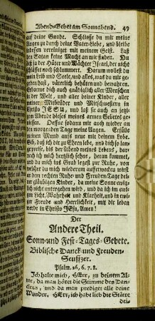 Der Andere Theil. Sonn- und Fest-Tages-Gebete