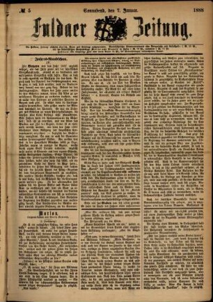 Ausgabe vom Samstag, den 07. Januar 1888.