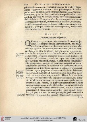 Caput. V.: De exercitationum differentiis