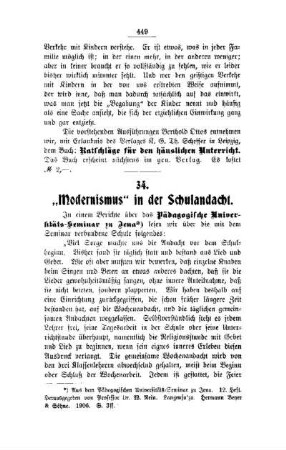 "Modernismus" in der Schulandacht