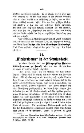 "Modernismus" in der Schulandacht