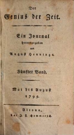 Der Genius der Zeit : ein Journal, 5. 1795