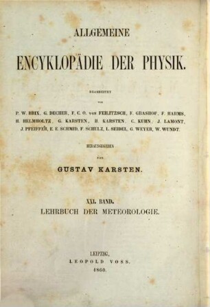 Lehrbuch der Meteorologie : nebst einem Atlas von 21 Tafeln