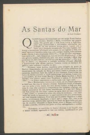 As Santas do Mar : A José Pacheco