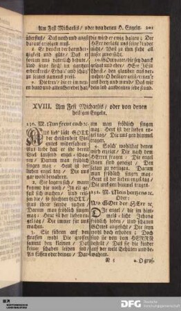 XVIII. Am Fest Michaelis / oder von denen heiligen Engeln.