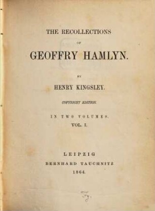 The recollections of Geoffry Hamlyn, 1