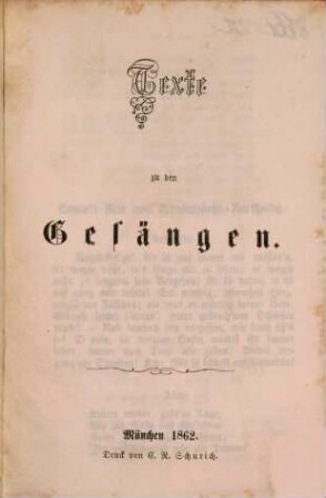 Texte zu den Gesängen [welche in den Concerten der Musikalischen Akademie in München aufgeführt wurden]. 10. 1862
