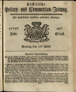 28tes Stueck, Montag den 10ten Julius 1775