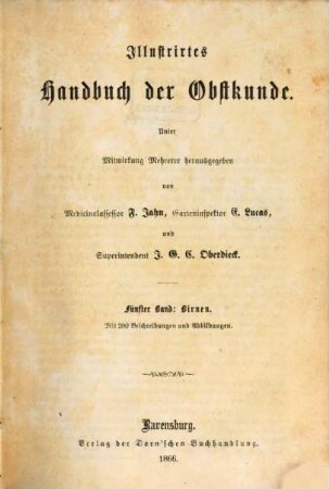 Illustrirtes Handbuch der Obstkunde. 5, Birnen