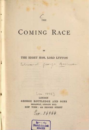 Lord Lytton's novels. 21, The coming race