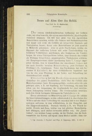 Neues und Altes über das Gefühl : (Fortsetzung)