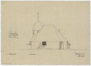 Gsaenger, Gustav; Rieden / Oberpfalz (Bayern); Ev. Kirche, Pfarrhaus - Ev. Kirche, Nordostseite (Ansicht)