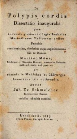 De polypis cordis : dissertatio inauguralis