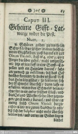 Caput III. Geheime Gifft-Latwerge wider die Pest
