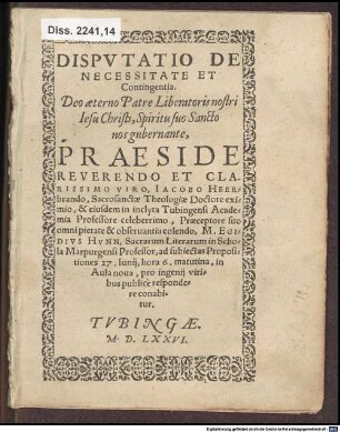 Disputatio de necessitate et contingentia