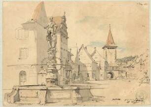 Gengenbach Marktplatz mit städtischer Kanzlei und Blick auf das Obertor