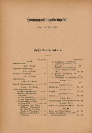 Kommunalabgabengesetz. Vom 14. Juli 1893.