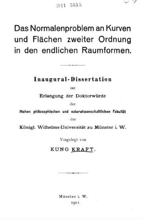 Das Normalenproblem an Kurven und Flächen zweiter Ordnung in den endlichen Raumformen