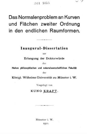 Das Normalenproblem an Kurven und Flächen zweiter Ordnung in den endlichen Raumformen