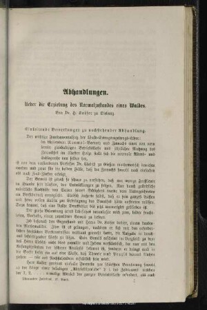 I.7. Ueber die Erzielung des Normalzustandes eines Waldes