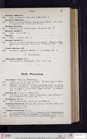 XLIII. Würtemberg (Nr. 1564 - 1602)