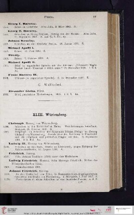 XLIII. Würtemberg (Nr. 1564 - 1602)