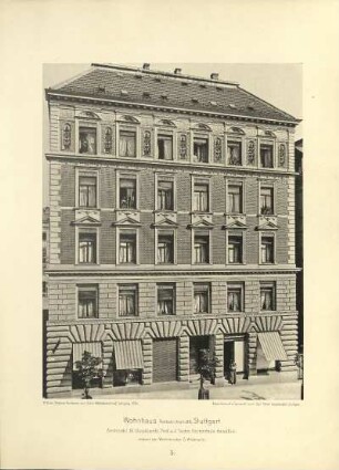 Tafel 5. Wohnhaus Rothebühlstr. 86, Stuttgart. Architekt: R. Reinhardt, Prof. a. d. Techn. Hochschule