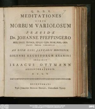 Meditationes Circa Morbum Variolosum