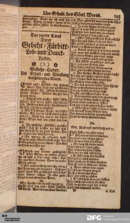 Der vierte Titul Derer Gebeth-Fürbitt-Lob- und Danck-Lieder.