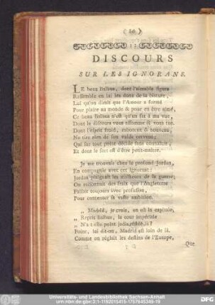 Discours Sur Les Ignorans.