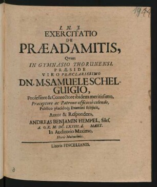 Exercitatio De Praeadamitis