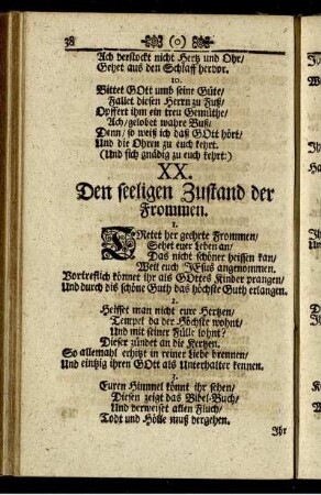 XX. Den seeligen Zustand der Frommen.