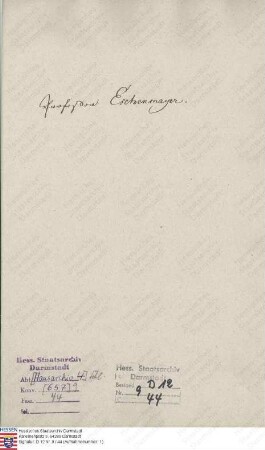 Eschenmayer, H[einrich], Dr., Professor der Staatswirtschaft in Heidelberg