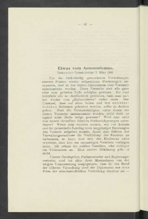 Etwas vom Assessorismus
