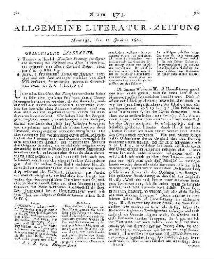 [Sammelrezension zweier Übersetzungen Xenophons] Rezensiert werden: 1. Xenophon: Feldzug des Cyrus und Rückzug der Hellenen aus Asien. Uebersetzt und erläutert von A. G. Becker. Halle: Hendel 1802 2. Xenophon: Anabasis. Übersetzt und mit Anmerkungen versehen von K. W. Halbkart. Jena: Frommann 1804