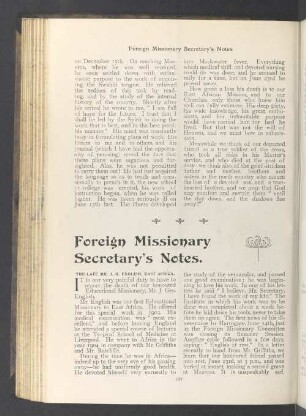 Foreign missionary secretary's notes