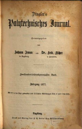 Dingler's polytechnisches Journal, 226. 1877 = 5. Reihe Bd. 26