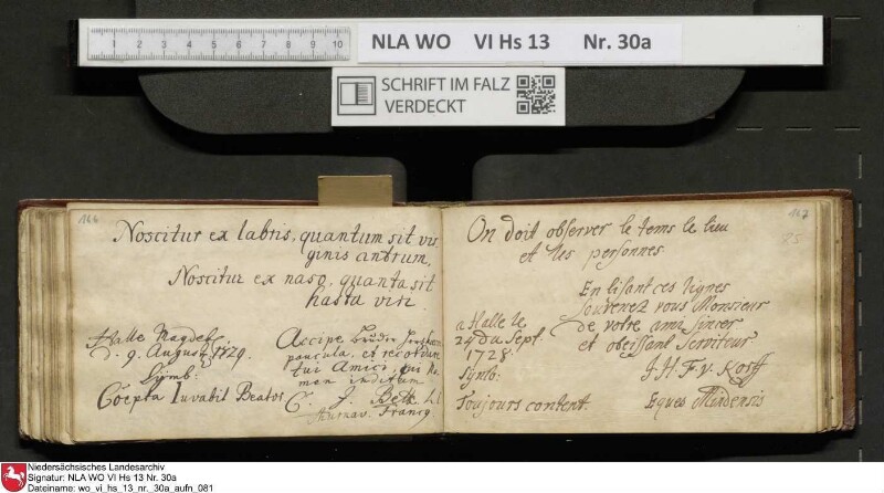 Stammbuch des U. J. Schrader aus Hannover