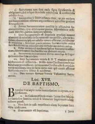 Loc. XVII. De Baptismo