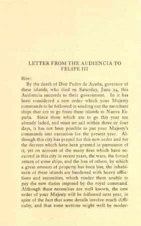 Letter from the Audiencia to Felipe III