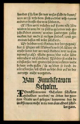 Van Junckfrawen Scholen.