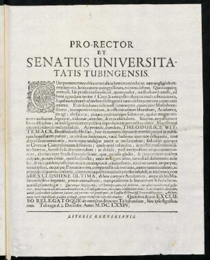 Pro-Rector Et Senatus Universitatis Tubingensis