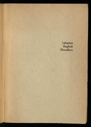 Lehrplan Englisch Grundkurs