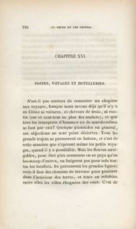 Chapitre XVI. Postes, voyages et hotelleries