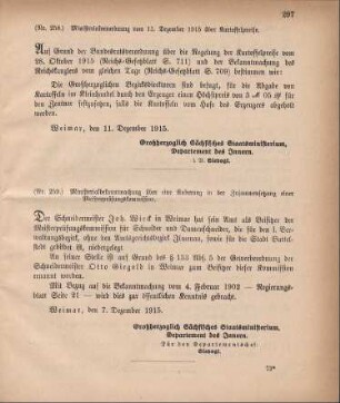 Nr. 258: Ministerialverordnung vom 11. Dezember 1915 über Kartoffelpreise